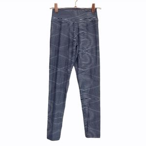 Liquido Blue & Black Geometric High Rise Leggings